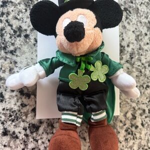 Disney Mickey Mouse Plush in Green St. Patrick's Outfit with Brown Shoes